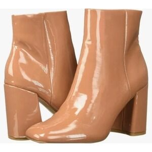 Steve Madden WHILLE Block Heel Square Toe Patent Ankle Boots Womens‎ 8